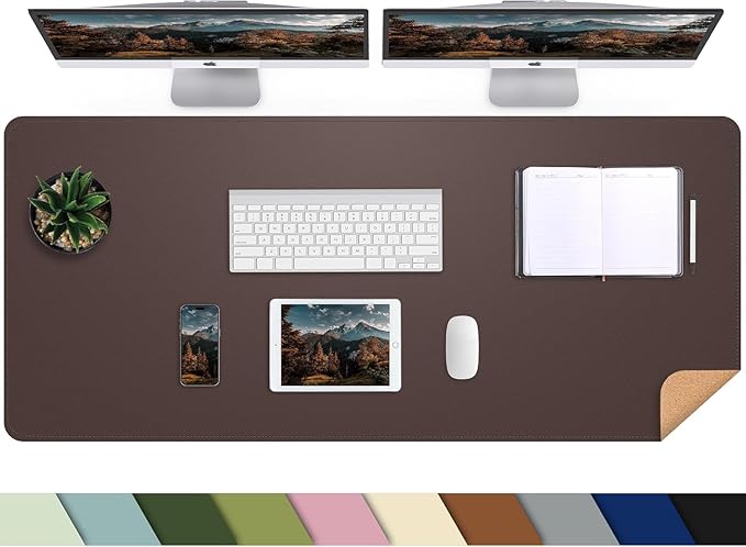 AFIING Leather Desk pad Protector, Large Non-Slip Office Desk Mat by AFIING