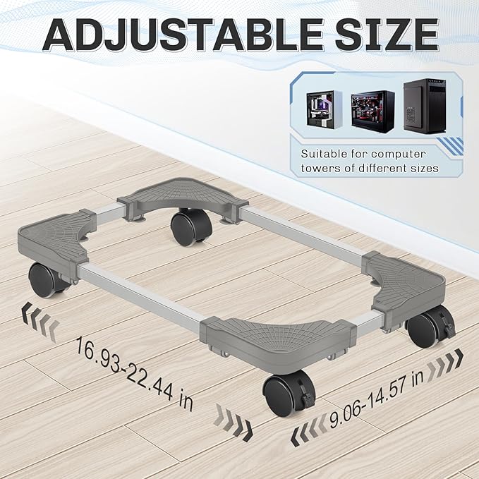 Liitrton Mobile CPU Stand with 4 Locking Casters, Ventilated PC Tower Stand - Image 2