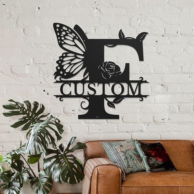 Personalized Custom Letter Name metal Signs, Custom Black Letter Monogram Wall - Image 3