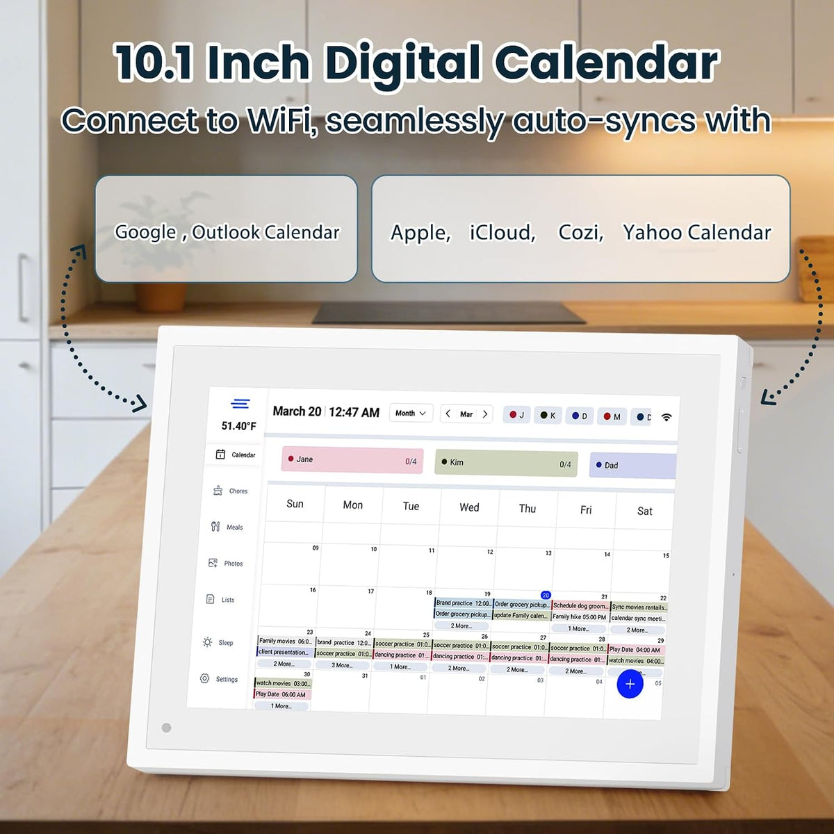 Digital Calendar 10.1", Smart Calendar Planner & Chore Charts, 1080P...