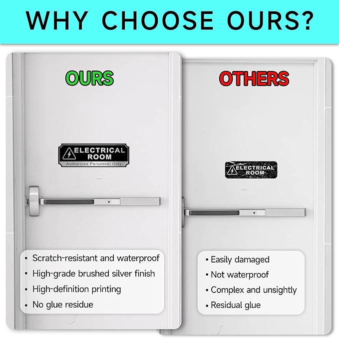 Electrical Room Sign for Business Door, Self-Adhesive Durable Modern Electric - Image 4