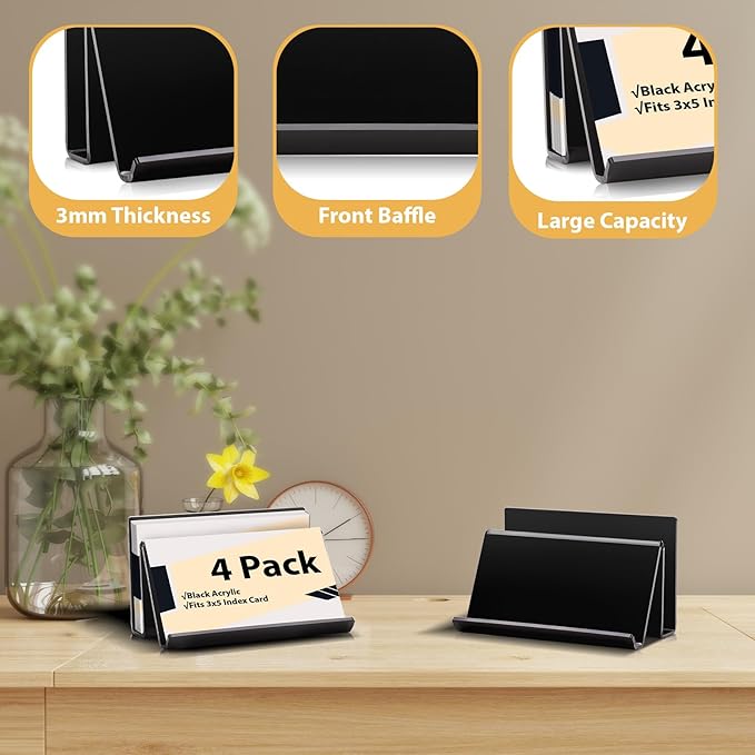 4 Pack 3x5 Index Card Display Holder Acrylic Cards Holder Stand Acrylic - Image 3