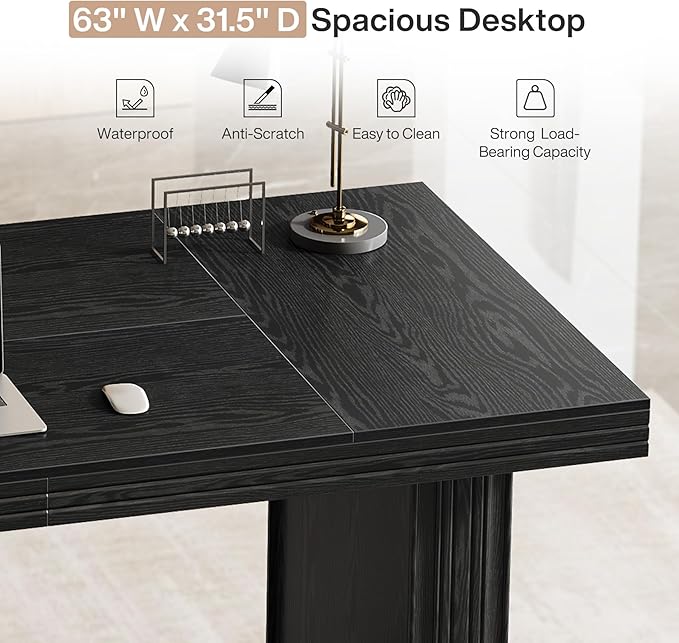 Tribesigns 63" Executive Desk, Large Office Computer Desk - Image 7