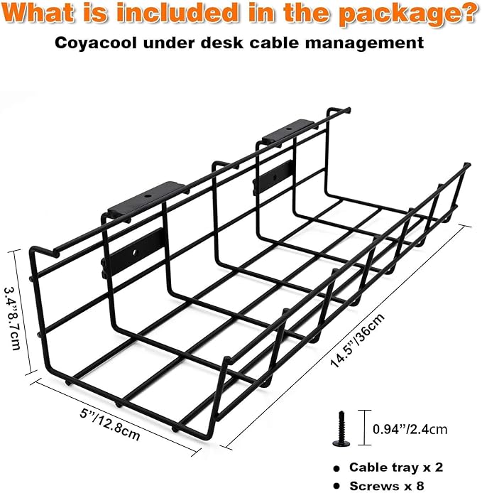 Under Desk Cable Management- 6 Pack Cord Organizer. Metal Wire Cable Management - Image 5