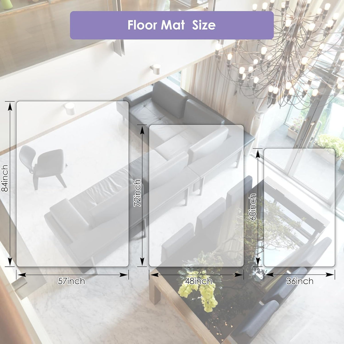Vicwe Area Mat for Hard Floor, 4.75'×7'Clear Non-Slip PVC Protector Mat