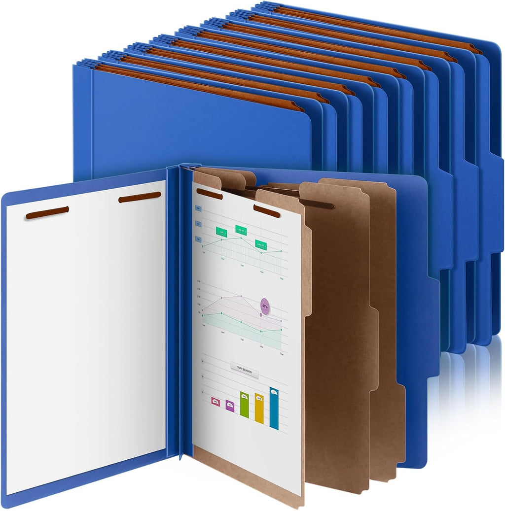 Skyygemm 12 Pcs Classification Folders Letter Size, 3 Divider Pressboard File
