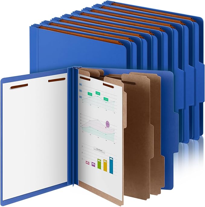 Skyygemm 12 Pcs Classification Folders Letter Size, 3 Divider Pressboard File by Skyygemm
