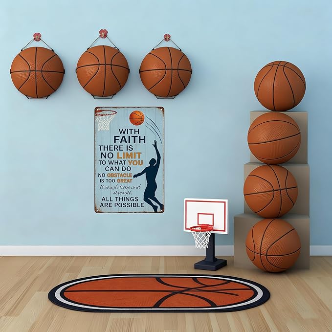 Vintage Christian Basketball Metal Sign – Faith Motivational Wall Art - Image 6