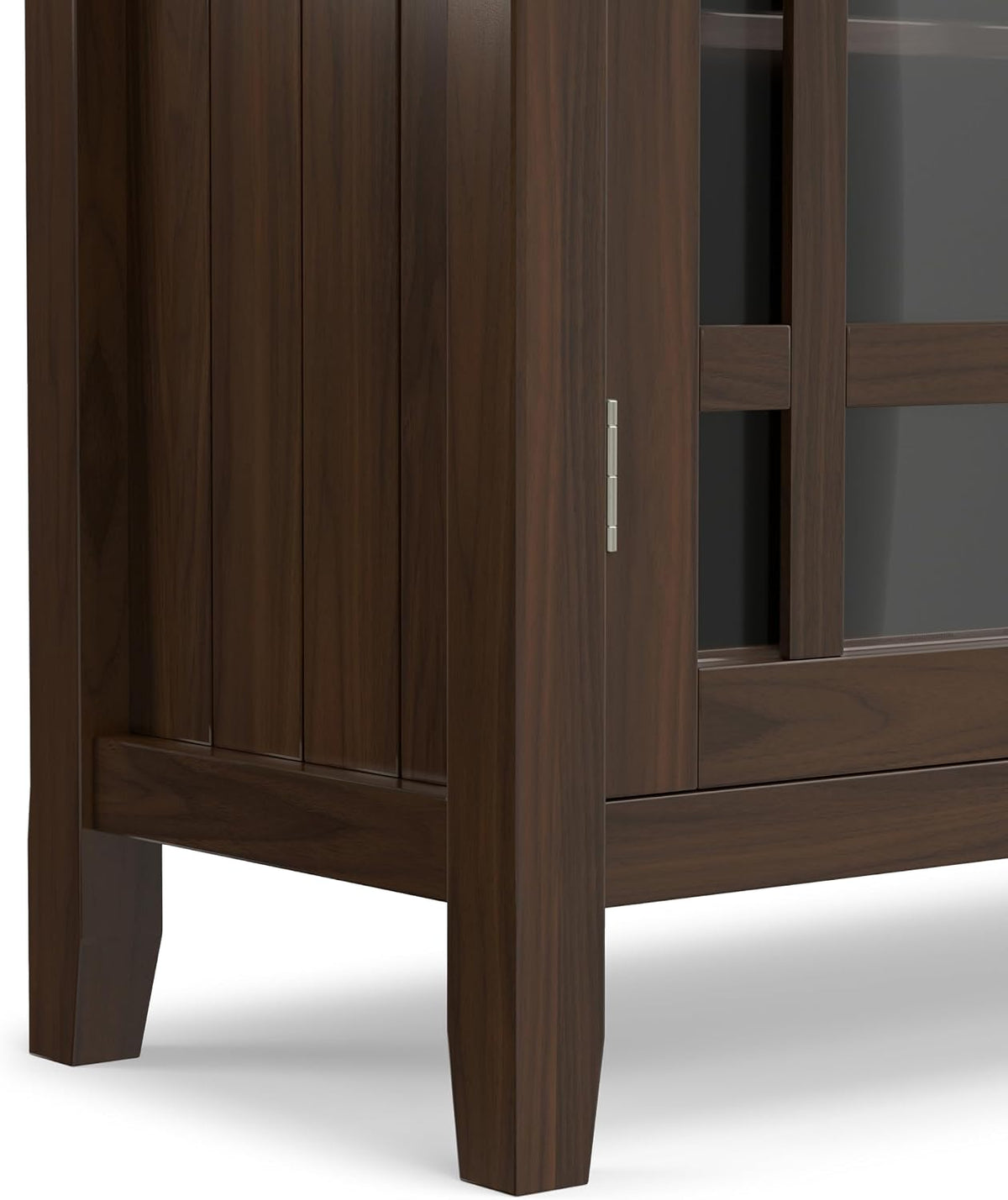 SIMPLIHOME Bedford 39" Wide Solid Wood Cabinet in Brunette Brown