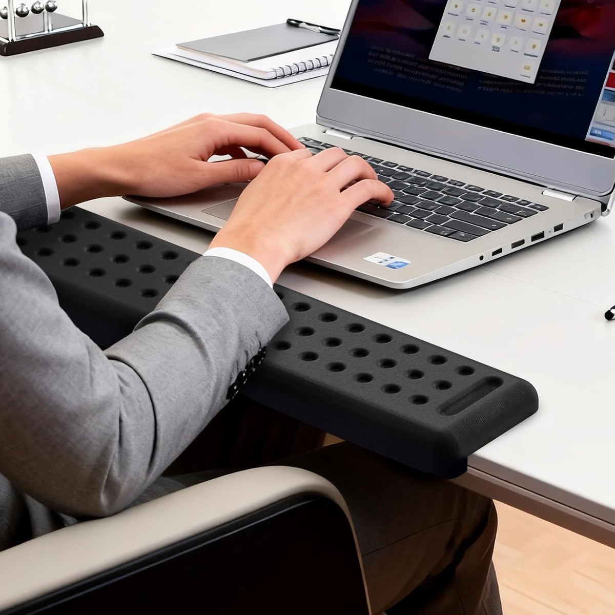 Leolee L-Shaped Desk Long Wrist Rest Elbow 60CM, Black Arm Rest for Desk