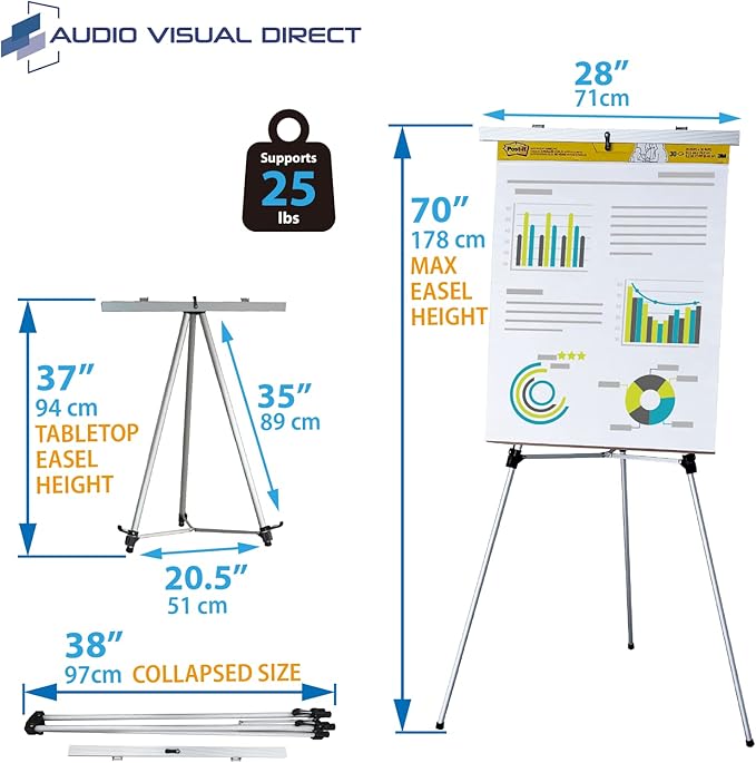 Lightweight Aluminum Flip-Chart Presentation Easel, 70 Inches - Image 3