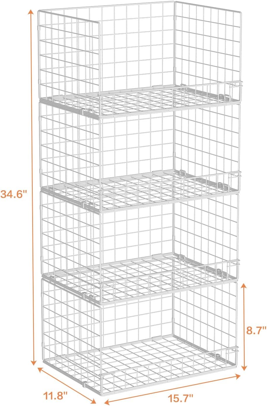 Yociyoga 4-Tier Stackable Closet Organizers and Storage Basket, Foldable Clos...