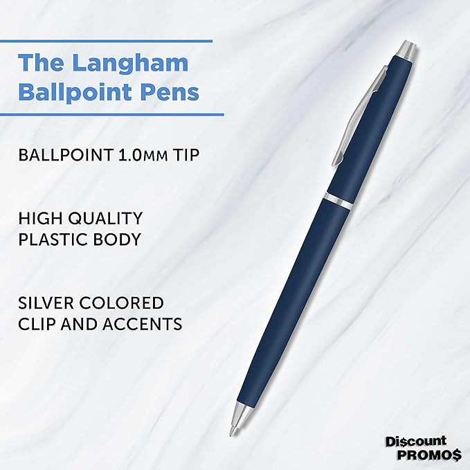 DISCOUNT PROMOS Langham Ballpoint Pens Set of 10, Bulk Pack - Image 3