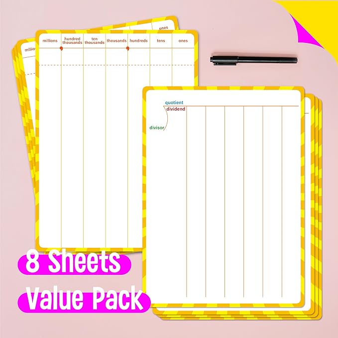 8 Packs Division Whiteboards, Double Sided Dry Erase Board Writable and - Image 2