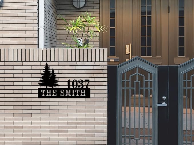 Personalized Pine Trees House Number Metal Sign Custom Address Metal Signs - Image 4
