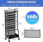 Simple Trending 10 Tier Rolling File Cart, Desk File Organizer - Image 7