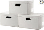 PRANDOM Storage Bins with Lids Linen Fabric Foldable Storage Boxes Organizer by Prandom