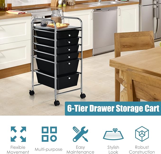 RELAX4LIFE 6-Drawer Rolling Storage Cart - Image 4