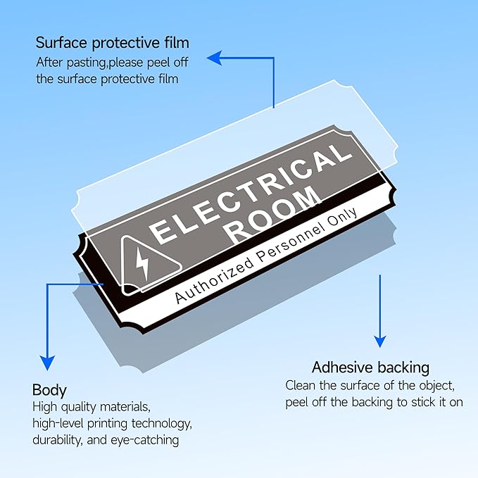 Electrical Room Door Sign for Business，Self-Adhesive Durable Modern Electrical - Image 3