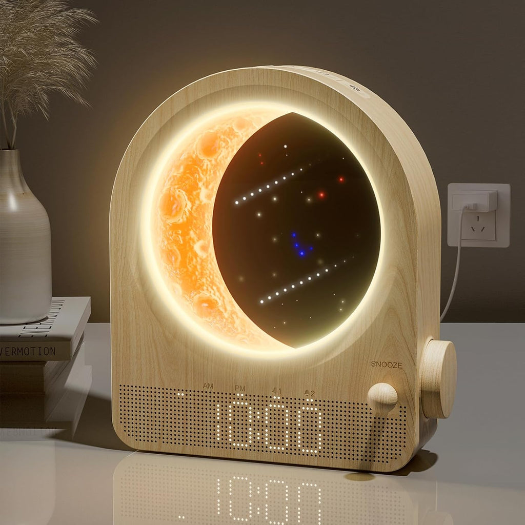 blonbar sunrise alarm clock for bedrooms, moon lamp, main product view