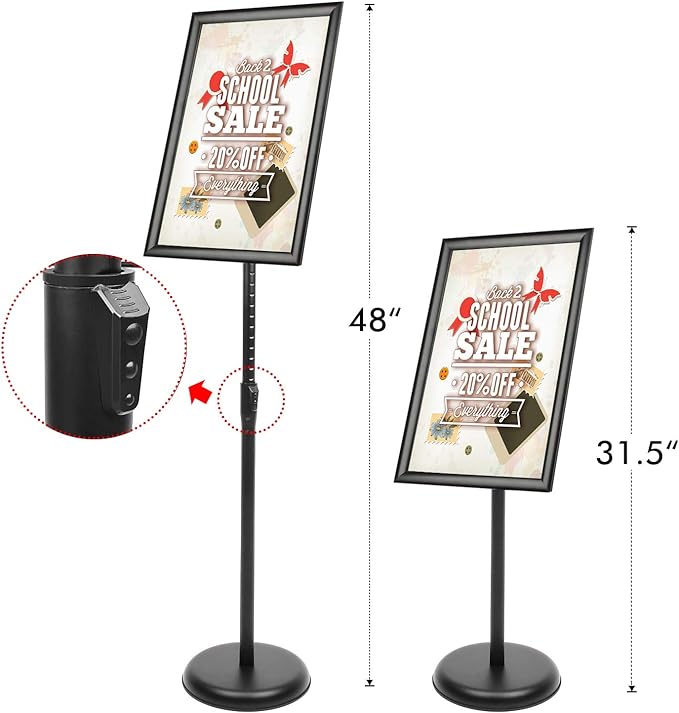 DISPLAYSWORKER Adjustable Poster Sign Stand 11 x 17, Floor-Standing Sign Holder - Image 3
