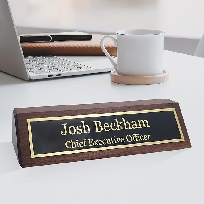 Business Wood Name Plate for Desk | Custom Desk Name Plate Personalized Gift by EngravingInternational