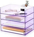 Harloon 4 Tier Acrylic Paper Tray 12.4 x 8.7 x 2.7 Inches Stackable Letter