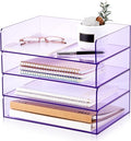 Harloon 4 Tier Acrylic Paper Tray 12.4 x 8.7 x 2.7 Inches Stackable Letter by Muasung