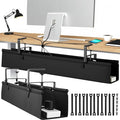 Desk Cable Management Tray, Fabric Cable Organizer, No Drill Large Clamp/Screw by Uawsyut