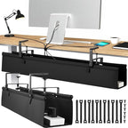 Desk Cable Management Tray, Fabric Cable Organizer, No Drill Large Clamp/Screw by Uawsyut