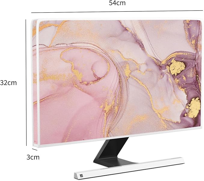 Baocicco Pink Gold Marble Computer Monitor Dust Cover 22, 25 Inch Decorative - Image 5