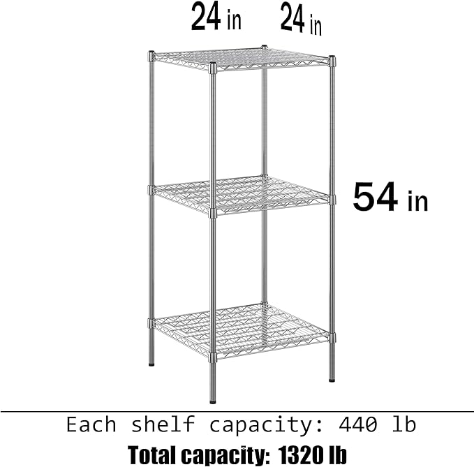 Regal Altair 24" Deep x 24" Wide x 54" Height Wire Shelving Kit | 3-Tier | NSF - Image 3