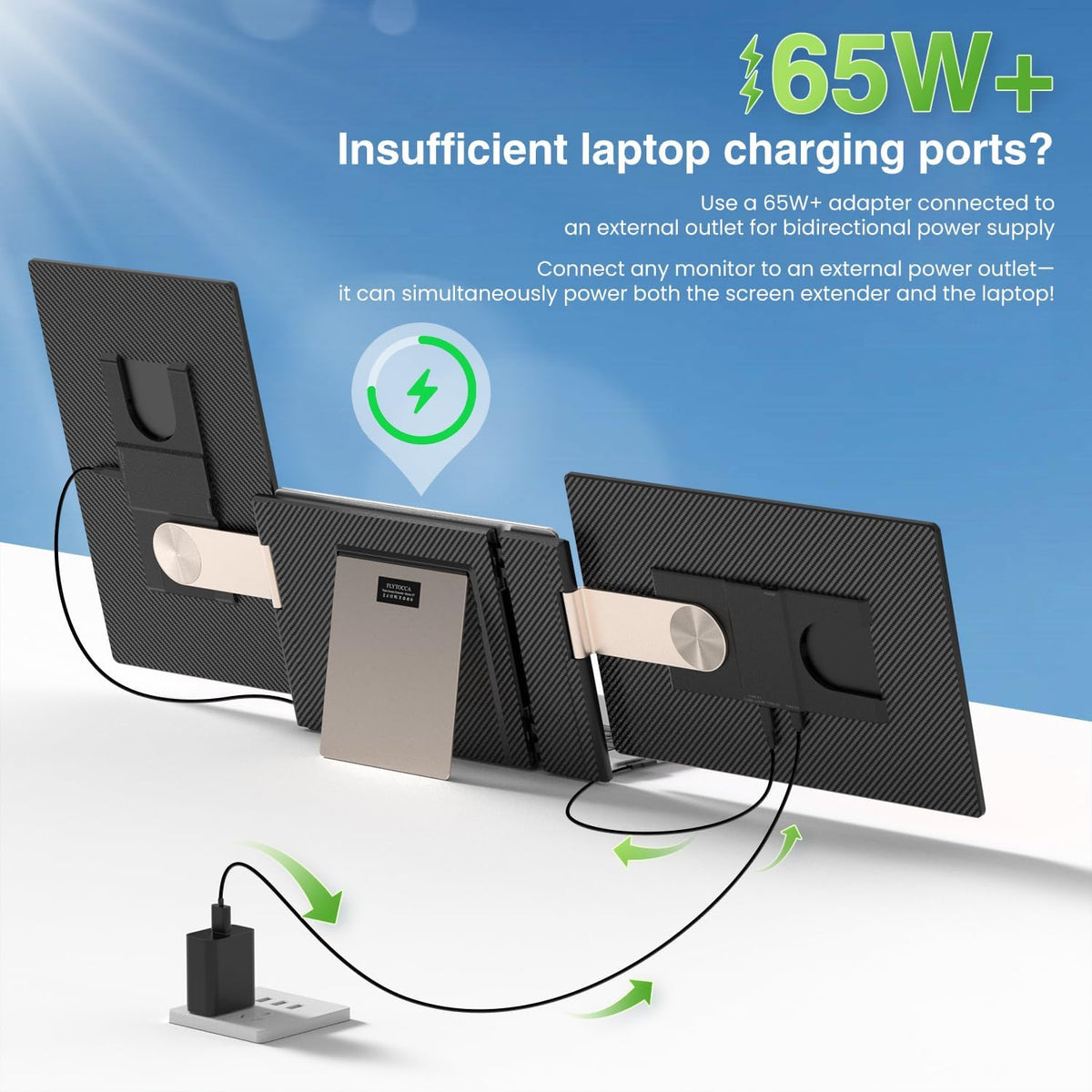 FLYTOCCA 16" Laptop Screen Extender, Updated 1200P FHD Portable Monitor ...