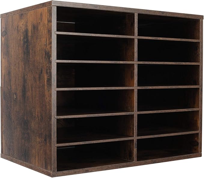 TQVAI Wood Literature Organizer, 12 Slots Hold 6000 Sheets A4 Papers, Wooden by TQVAI