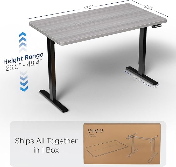 VIVO Electric 43 x 24 in Standing Desk, Memory Height Adjustment, 1B Series - Image 3