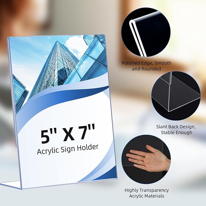 6 Pack Slanted Back Acrylic Sign Holders 5x7 - Image 5