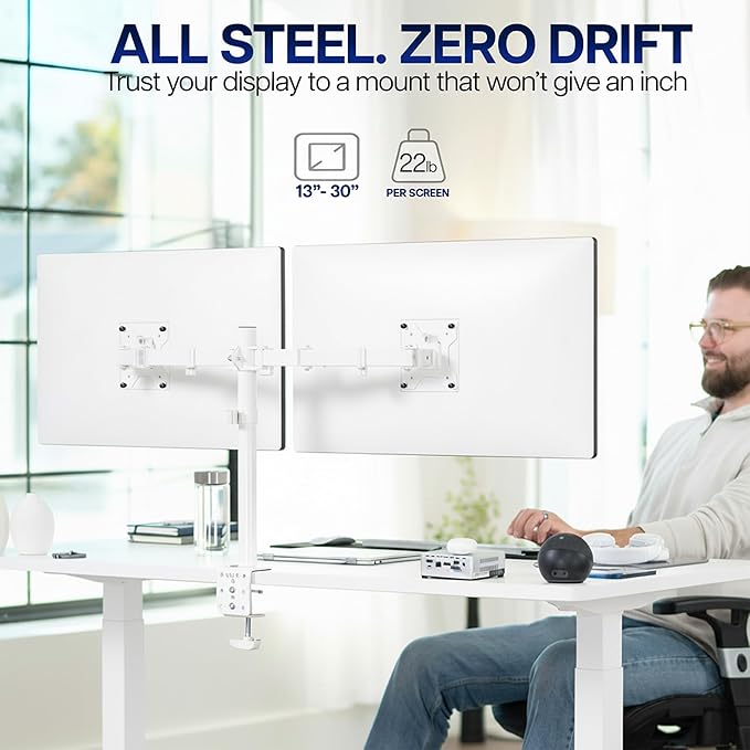 VIVO Dual Monitor Desk Mount, Heavy Duty Fully Adjustable Stand, Fits 2 LCD LED - Image 2