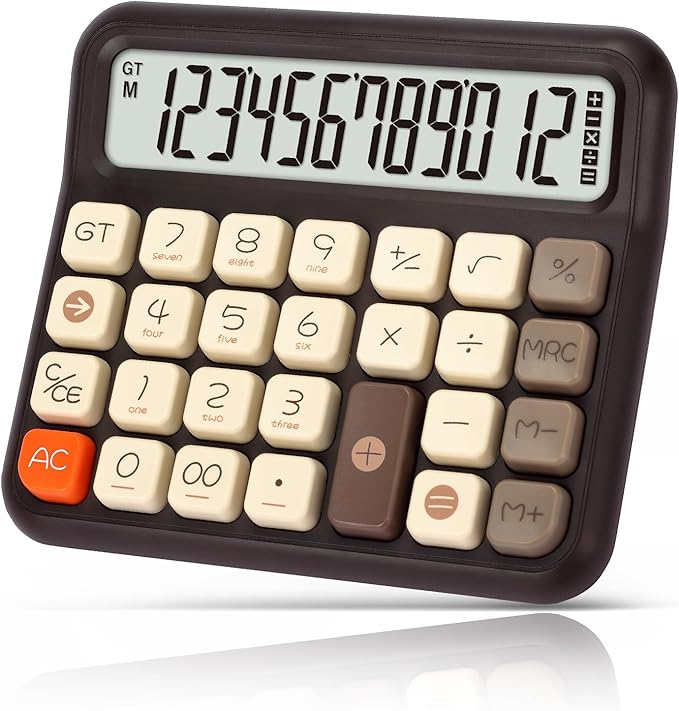 Pendancy Desk Calculator 12 Digit, Retro Cute Basic Calculator by Pendancy