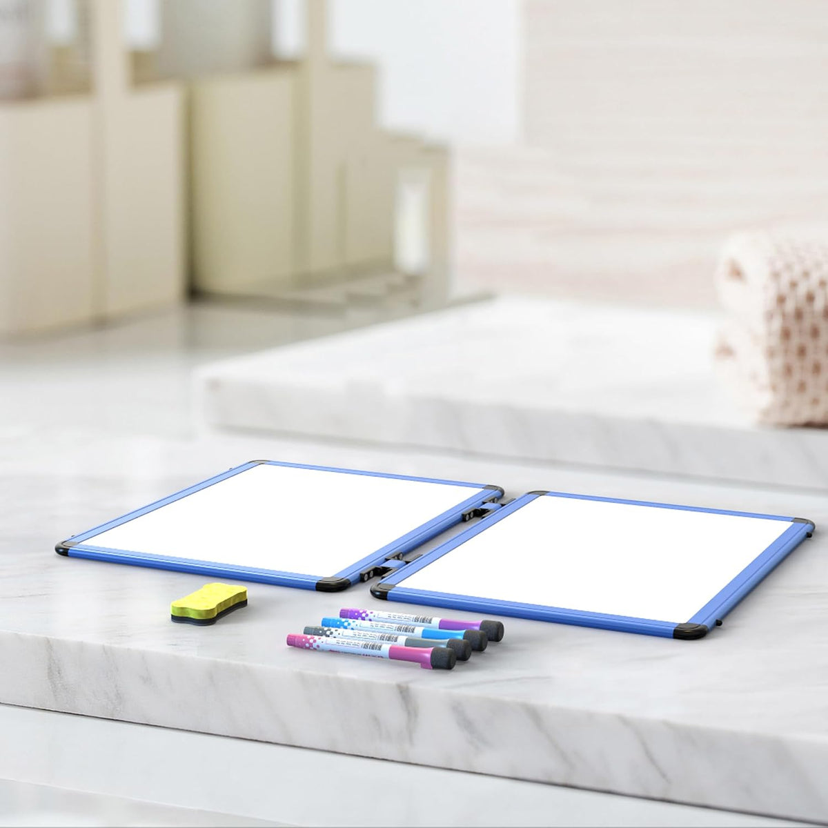 Dry Erase Board, 17x13 inch with 4 Sides Magnetic Whiteboard, A3 Foldable Sma...