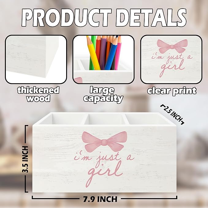 XPH Pink Coquette Bow Preppy Pen Pencil Holder Organizer - Image 7