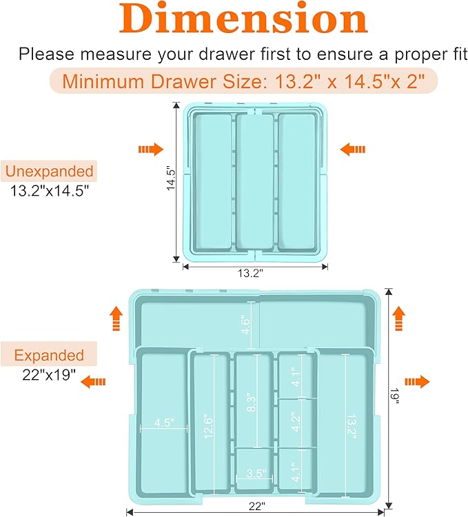 Large Utensil Drawer Organizer Expandable Silverware Organizer - Image 4