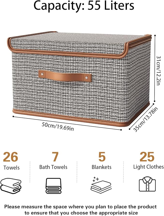 Tuza 2 Pack Storage Bins with Lids, Collapsible Closet Organizer Container - Image 2