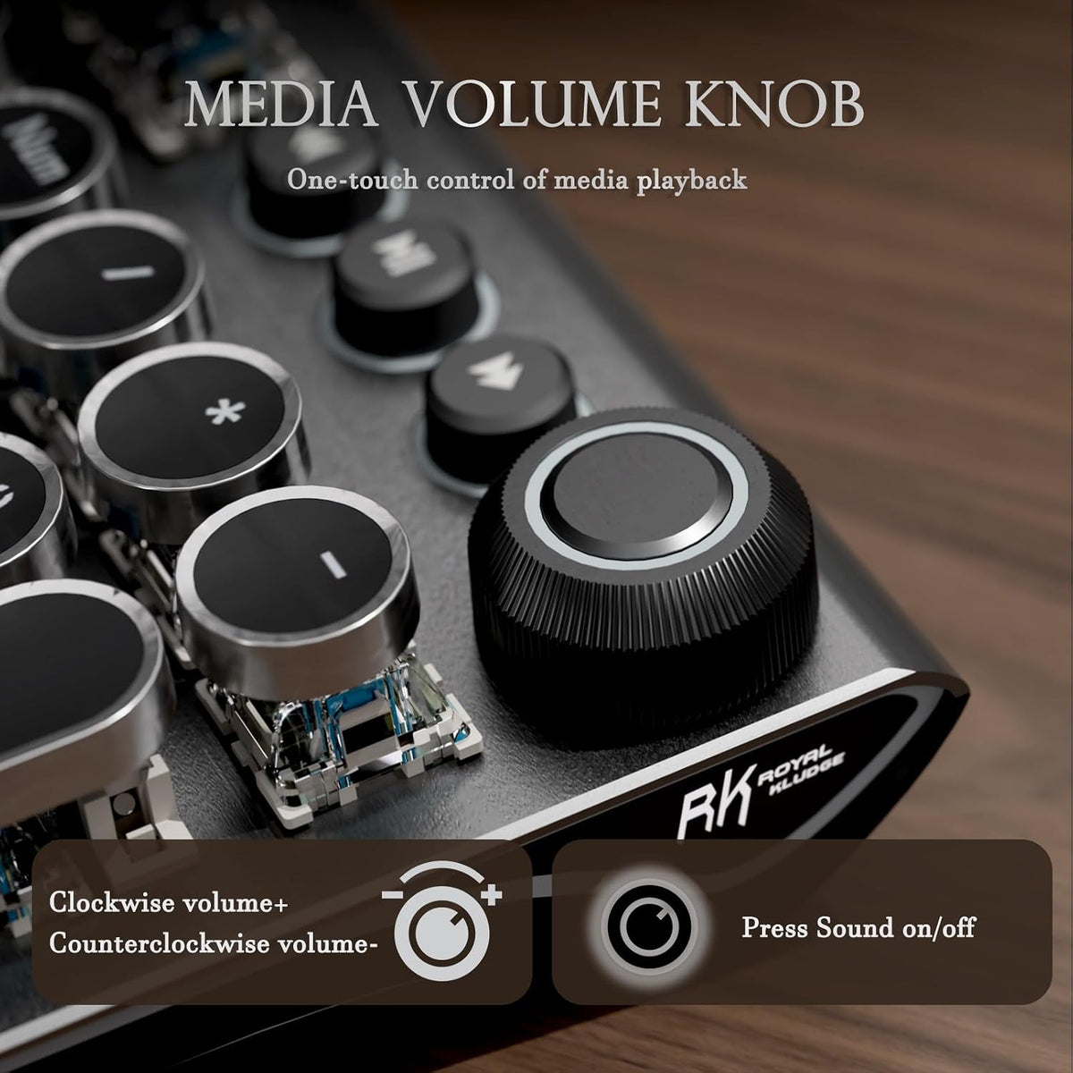 RK ROYAL KLUDGE X108 Typewriter Keyboard with Knob, Wired Mechanical Gaming K...