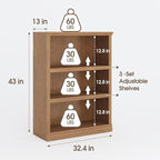 Bevfint 43 in Tall Bookcase, 3-Tier Bookshelf Open Storage, 33 inch Wide Floor - Image 2