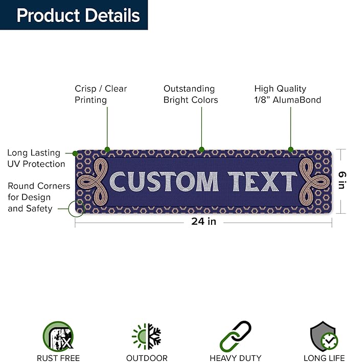 Custom Sign, Custom Street Sign, 11 Font Colors, 13 Font Styles, 4 Hole Options - Image 6
