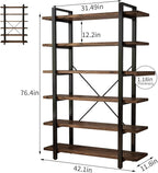 AY-AOYUAN Solid Wood Bookcase and Book Shelves Wood and Metal Shelving Unit 6 - Image 2