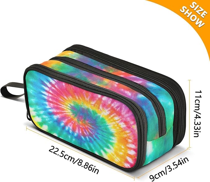 BOENLE Tie Dye Rainbow Pencil Case Box Boys Girls Large Pencil Pouch - Image 4