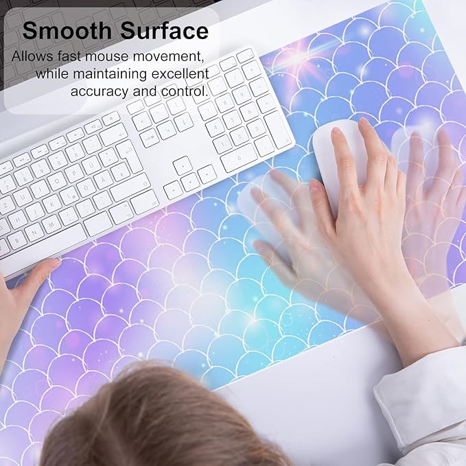 QIYI Large Desk Pad, Colorful Mouse Pad Desktop Decor, Waterproof PU Leather - Image 4