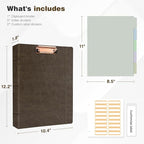 Ospelelf 1 Inch 3 Ring Binder Vintage Hardcover, Leather Clipboard Organizer - Image 3