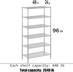 Regal Altair 24" Deep x 48" Wide x 96" Height Wire Shelving Kit | 6-Tier | NSF - Image 3